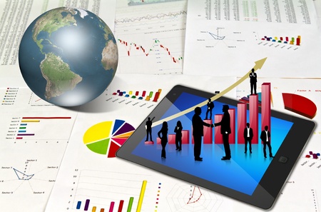 Touch pad and financial Graphsの写真素材