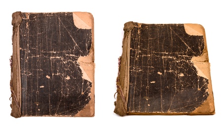 Collection of old books isolated on whiteの写真素材