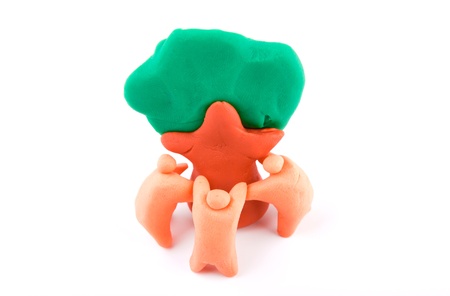 Plasticine of  people embracing a treeの写真素材