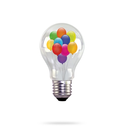 Balloons in light bulbの写真素材