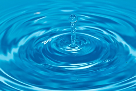 Clean water and water bubbles in blueの写真素材