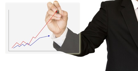 Businessman hand drawing a social network scheme on a whiteboardの写真素材