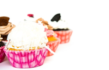 Cupcakes isolated on white backgroundの写真素材