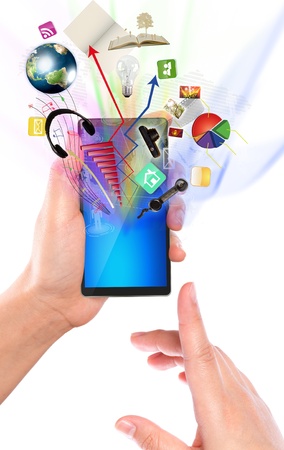 Business hand with mobile phoneの写真素材