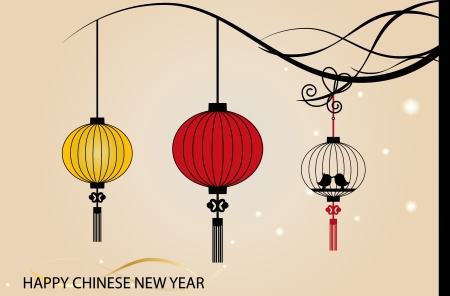 Fairy-lights. Big traditional chinese lanterns will bring good luck and peace to prayer during Chinese New Year. のイラスト素材
