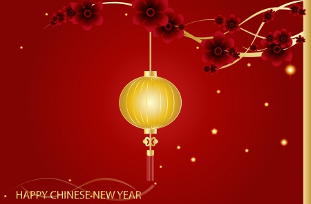 Fairy-lights. Big traditional chinese lanterns will bring good luck and peace to prayer during Chinese New Year. Vector Illustration.のイラスト素材