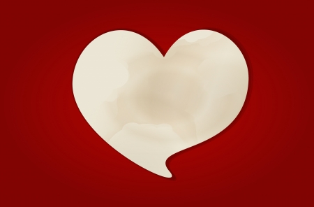 Vintage valentine's paper heart on a red background.のイラスト素材