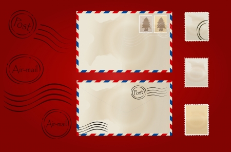 Old envelope and stamp set.のイラスト素材