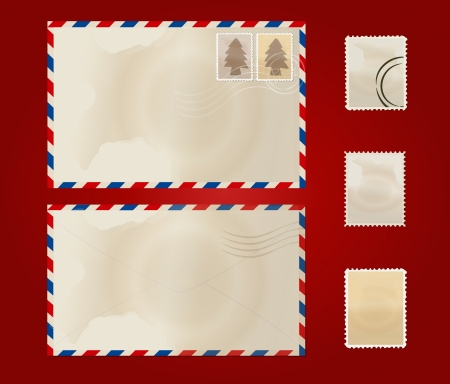 Old envelope and stamp set.のイラスト素材