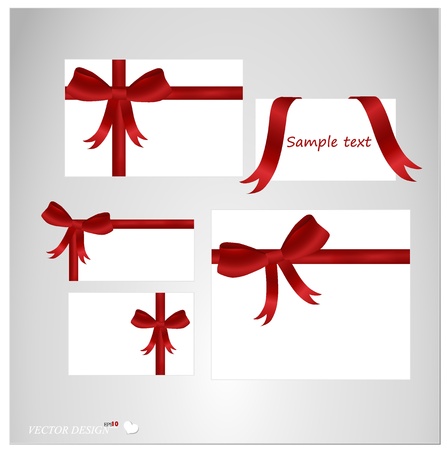 Set of blank white cards with ribbons.のイラスト素材