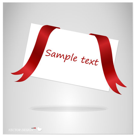 Shiny satin red ribbon on white card.のイラスト素材