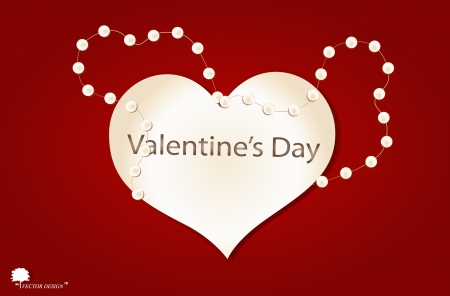 Vintage valentine's paper heart with pearls. のイラスト素材