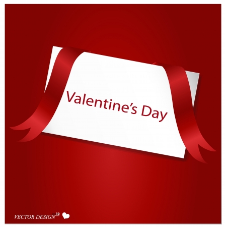 Valentine's card with red ribbon on a red backgroundのイラスト素材