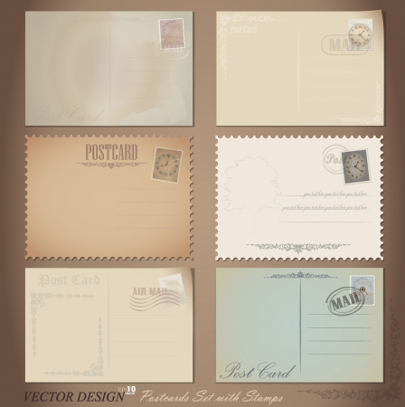 Vintage postcard designs and postage stamps.のイラスト素材