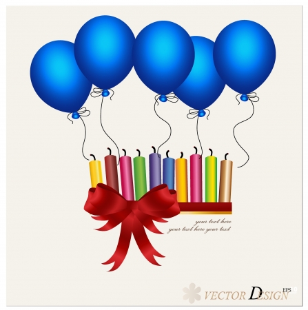 Colorful of candle and blue balloon. のイラスト素材