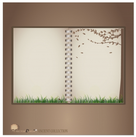Vintage notebook designs (Lady bug and Fresh spring green grass background). のイラスト素材