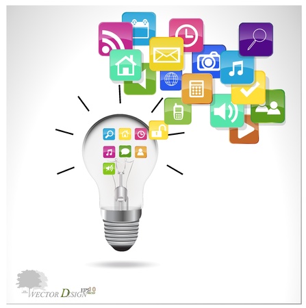 Bulb with cloud of colorful application.のイラスト素材