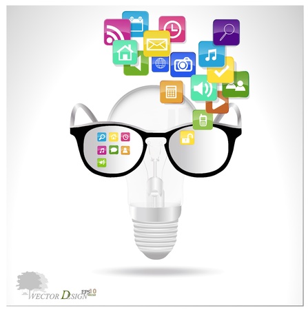 Bulb with cloud of colorful application. のイラスト素材