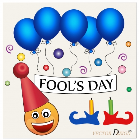 Fool's day. Celebrating April Fools' Day. The amusing clown with poster. のイラスト素材