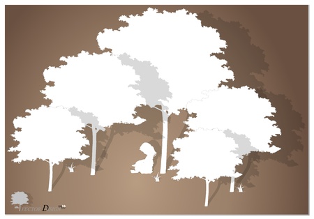 Background with children read a book under tree. のイラスト素材