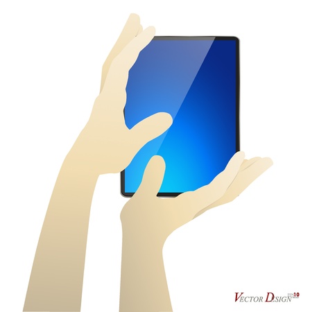 Business man holding the modern digital tablet pc. のイラスト素材