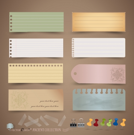 Vintage paper designs: various note papers, ready for your message. のイラスト素材
