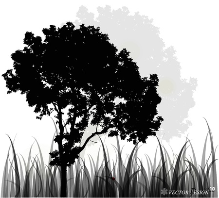 Tree and grass background. のイラスト素材