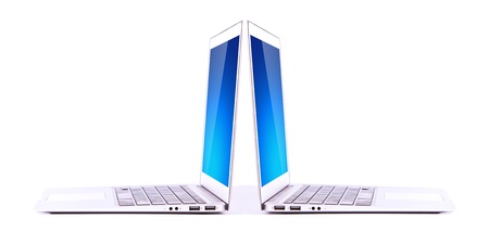White Laptop Isolated on white backgroundの写真素材