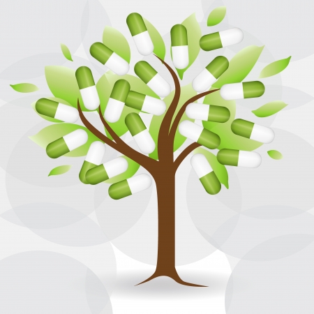 Abstract tree with medical pill  Illustration のイラスト素材