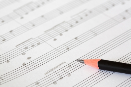Pencil and music sheetの写真素材