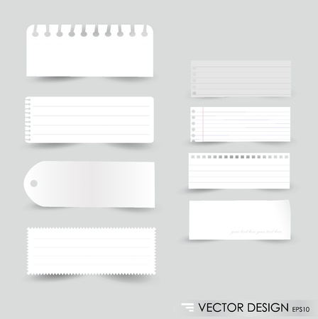 Collection of various white note papers, ready for your messageのイラスト素材