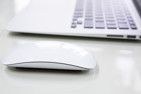 laptop and mouseの写真素材