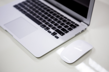 laptop and mouseの写真素材