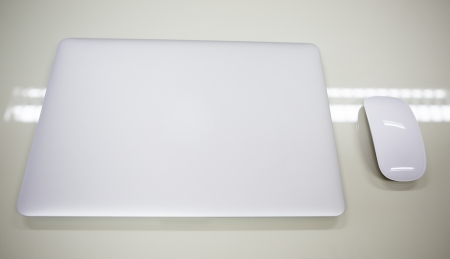 laptop and mouseの写真素材