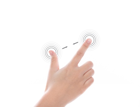Women hand use  multi-touch gestures for tablets or touch screen deviceの写真素材