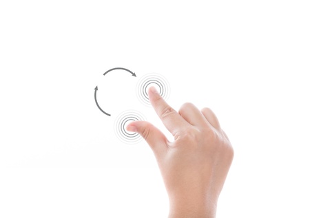 Women hand use  multi-touch gestures for tablets or touch screen deviceの写真素材