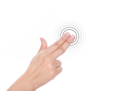 Women hand use  multi-touch gestures for tablets or touch screen deviceの写真素材
