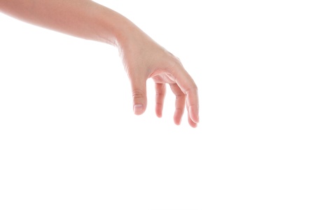 Women Hand reaching out isolated on white backgroundの写真素材