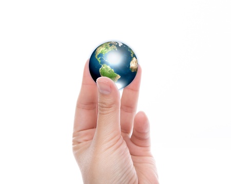 Hands with earthの写真素材