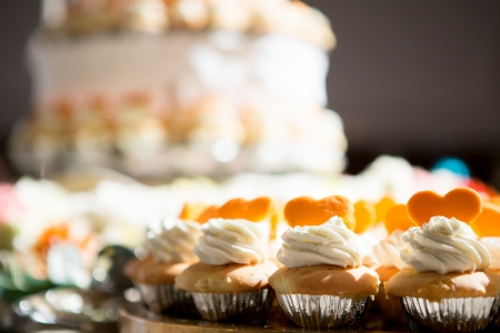 Wedding cake of cupcakesの写真素材