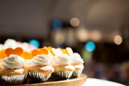 Wedding cake of cupcakesの写真素材