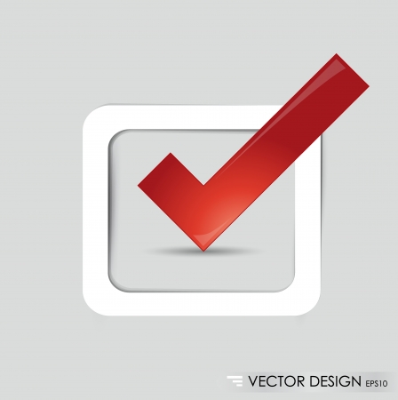 Check-box with red check-mark , vector illustration のイラスト素材