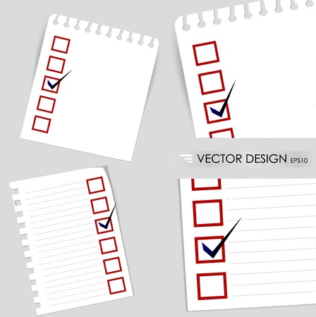 A checklist with black marker and red checked boxes. Concept  illustrationのイラスト素材