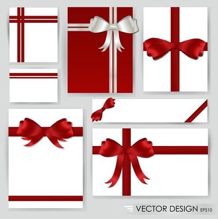 Big set of red gift bows with ribbons illustration.のイラスト素材