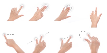 Group of Women hand use multi-touch gestures for tablets or touch screen deviceの写真素材