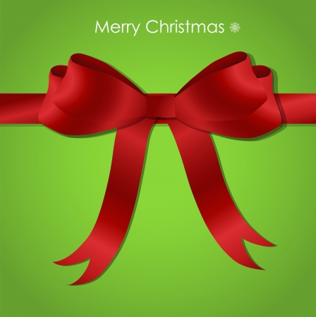 Shiny red satin ribbon on green background, vector illustration のイラスト素材