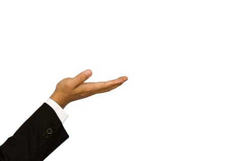 Business hand isolated over white backgroundの写真素材