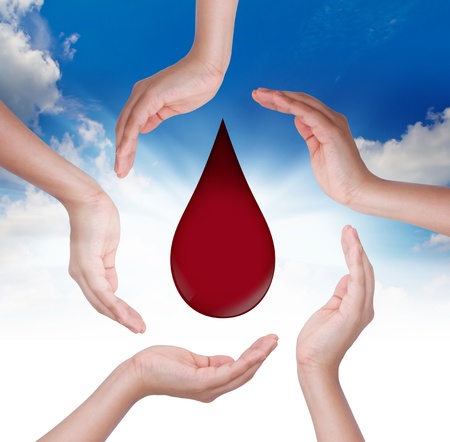 Hands with blood drop.の写真素材