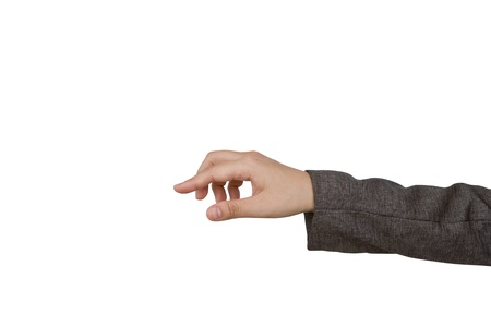 Women hand to hold business card ,credit card,blank paper or other isolated on white backgroundの写真素材