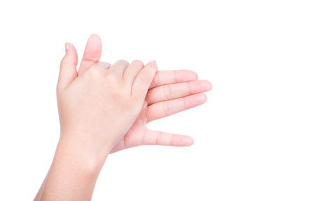 Hand making sign DOG isolated on white  background